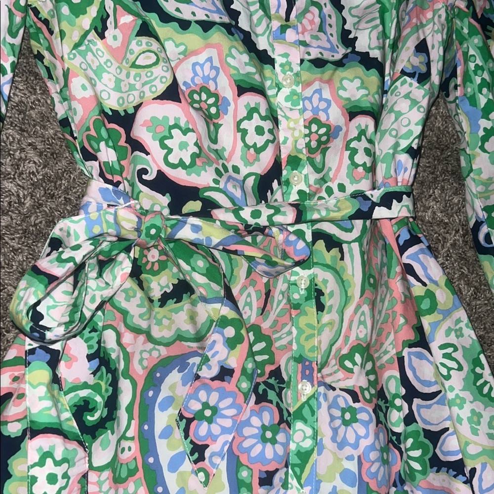 Green Paisley Women's Dress - Picture 2 of 6